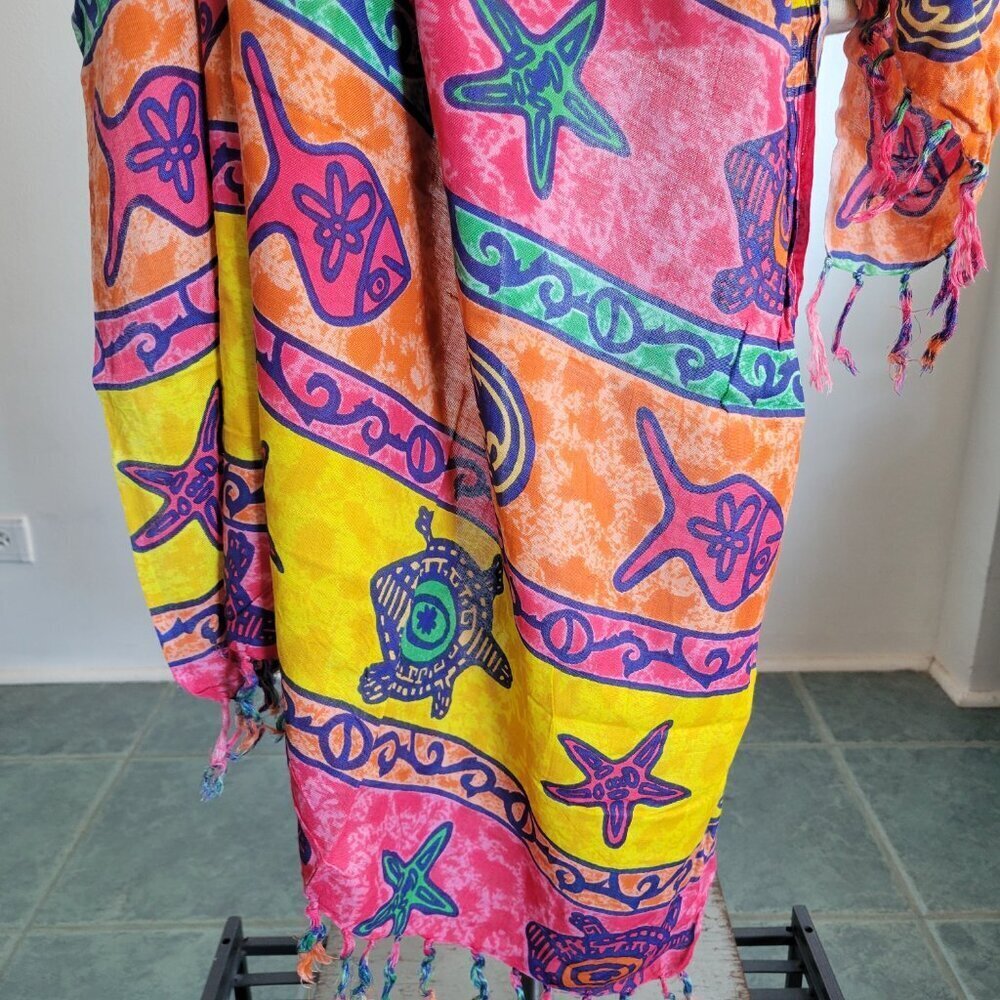 India Designed Colorful Extra-Large Scarf or Sarong - Picture 10 of 12